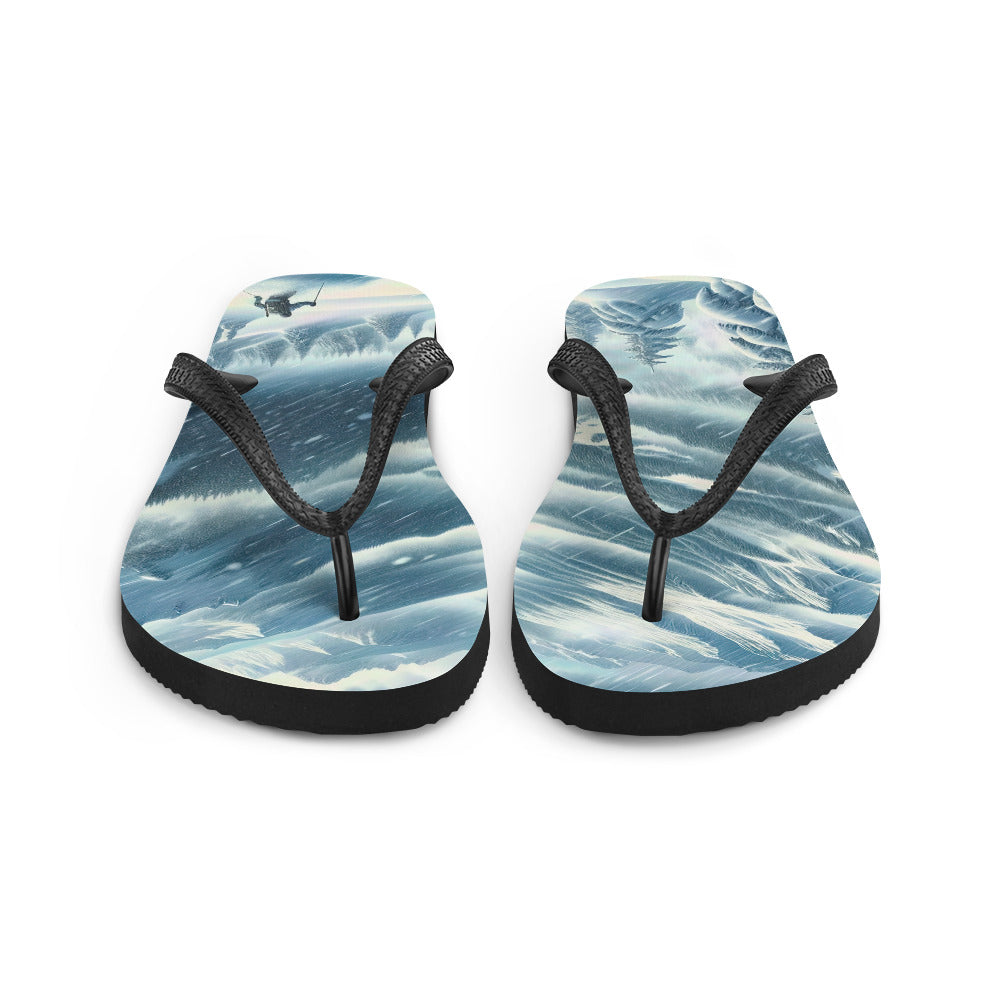 Alpine Wildnis im Wintersturm mit Skifahrer, verschneite Landschaft - Flip Flops klettern ski xxx yyy zzz