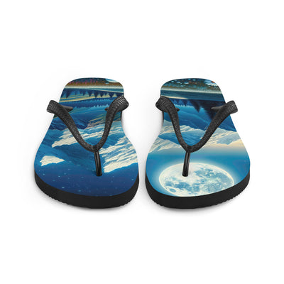 Klare frühlingshafte Alpennacht mit Blumen und Vollmond über Schneegipfeln - Flip Flops berge xxx yyy zzz