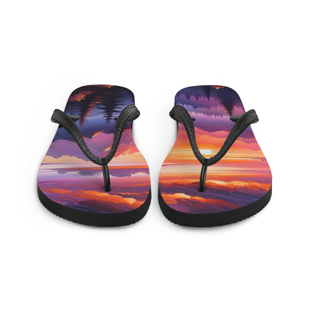 Ölgemälde der Alpenlandschaft im ätherischen Sonnenuntergang, himmlische Farbtöne - Flip Flops berge xxx yyy zzz