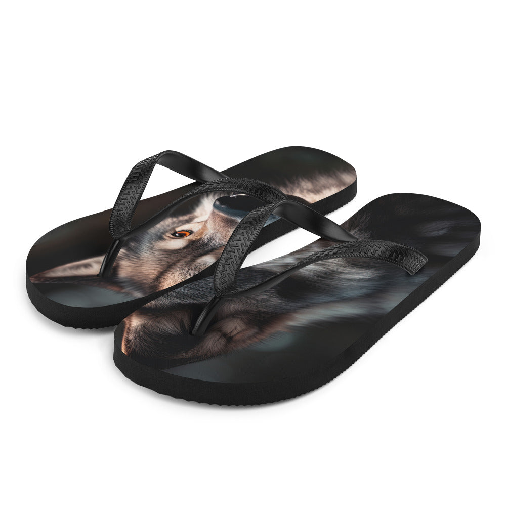 Wolf Porträt - Fotorealistische Malerei - Flip Flops camping xxx L