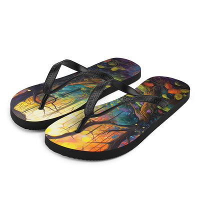 Wald und Wanderweg - Bunte, farbenfrohe Malerei - Flip Flops camping xxx L