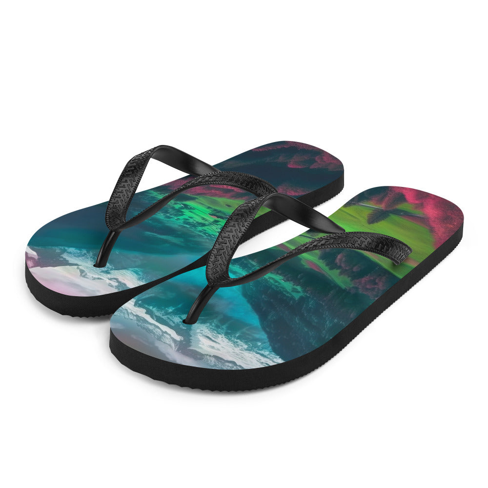 Berglandschaft und Dorf - Fotorealistische Malerei - Flip Flops berge xxx L