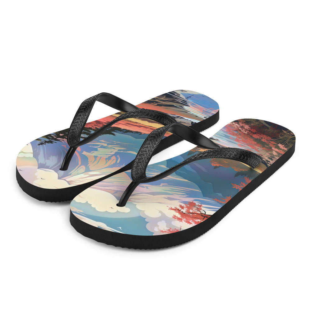 Berge. Fluss und Blumen - Malerei - Flip Flops berge xxx L