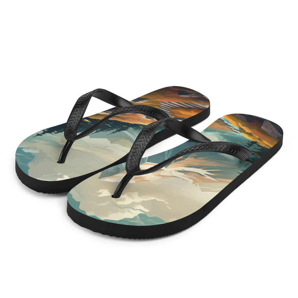 Berge, Wald und Wanderweg - Malerei - Flip Flops berge xxx L