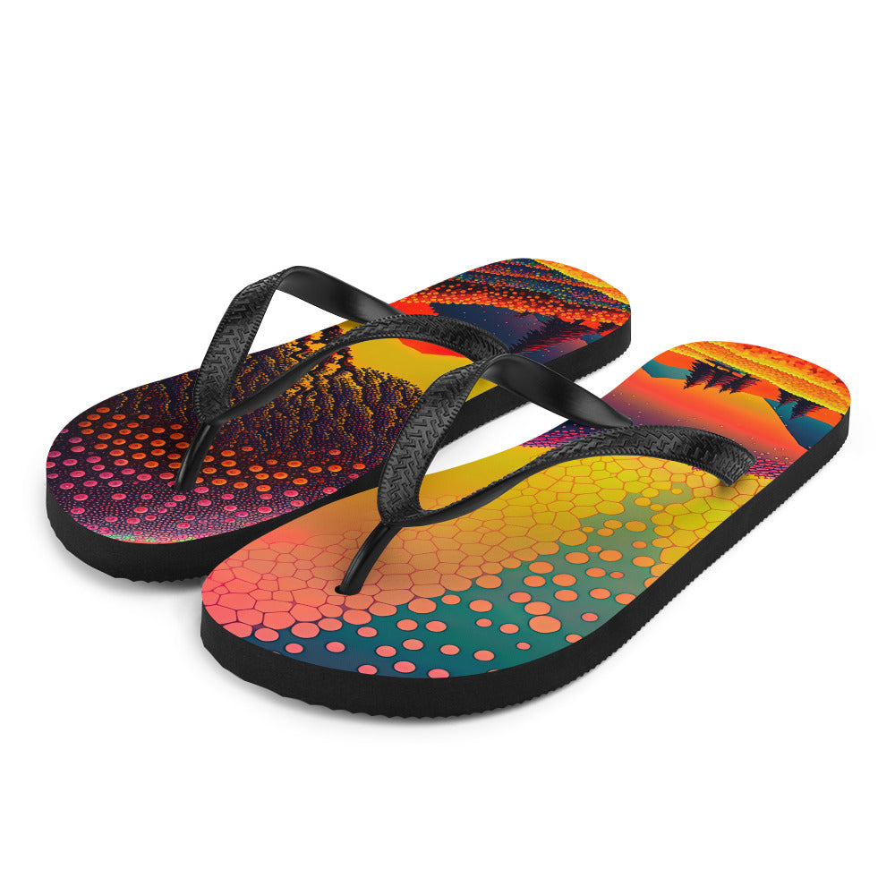 Berge und warme Farben - Punktkunst - Flip Flops berge xxx L