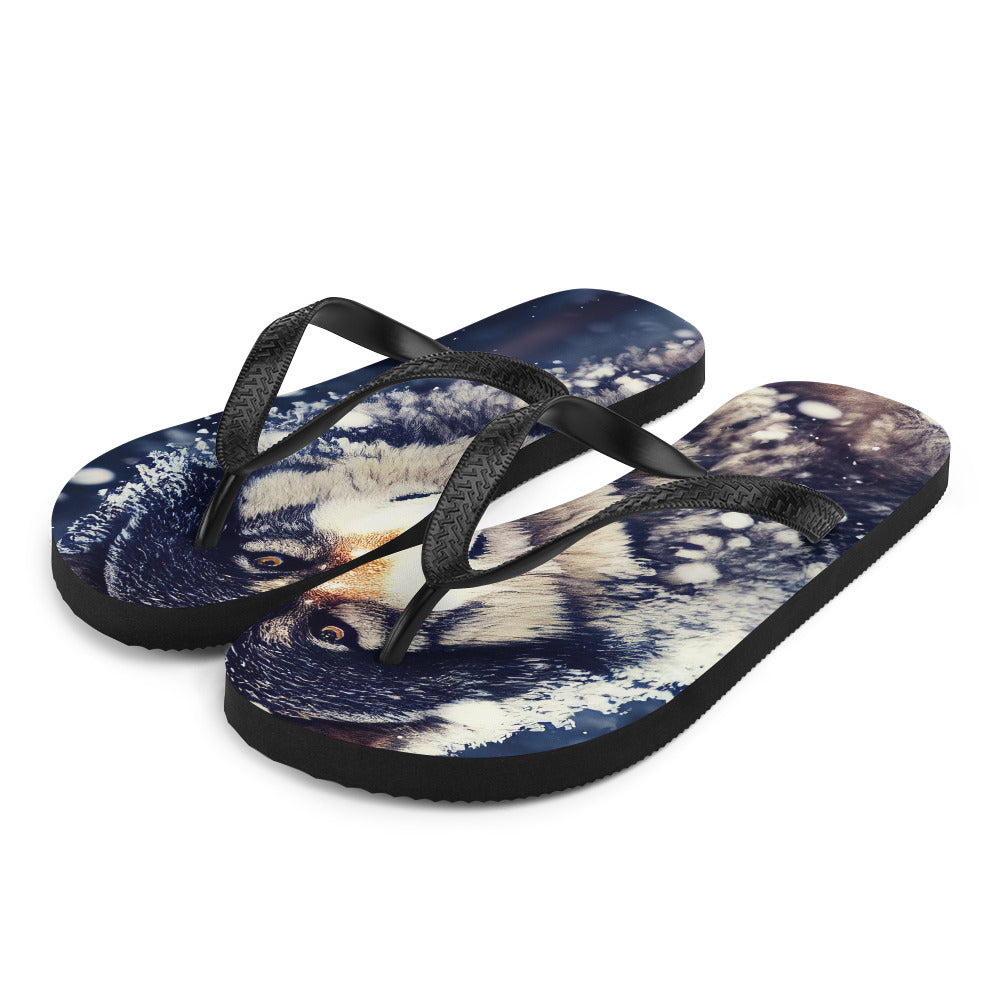 Wolf im Schnee - Episches Foto - Flip Flops camping xxx L