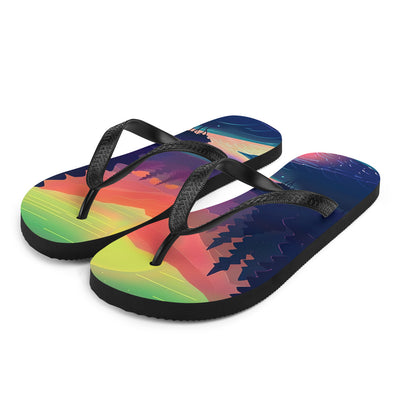 Berge, Fluss, Sonnenuntergang - Malerei - Flip Flops berge xxx L