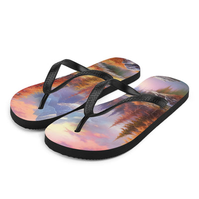 Landschaftsmalerei - Berge, Bäume, Bergsee und Herbstfarben - Flip Flops berge xxx L