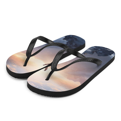 Mann auf der Spitze eines Berges - Landschaftsmalerei - Flip Flops berge xxx L