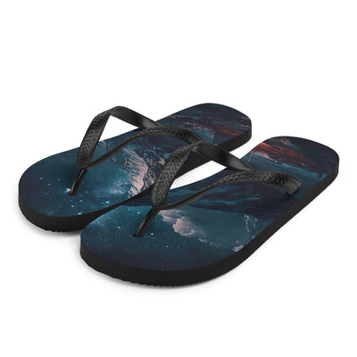 Zelt und Berg in der Nacht - Sterne am Himmel - Landschaftsmalerei - Flip Flops camping xxx L