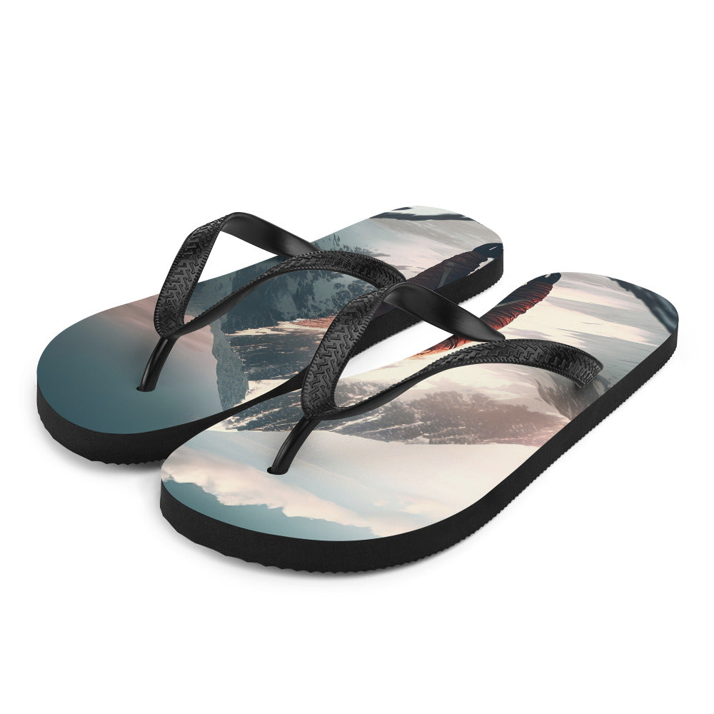 Wanderer von hinten vor einem Berg - Malerei - Flip Flops berge xxx L