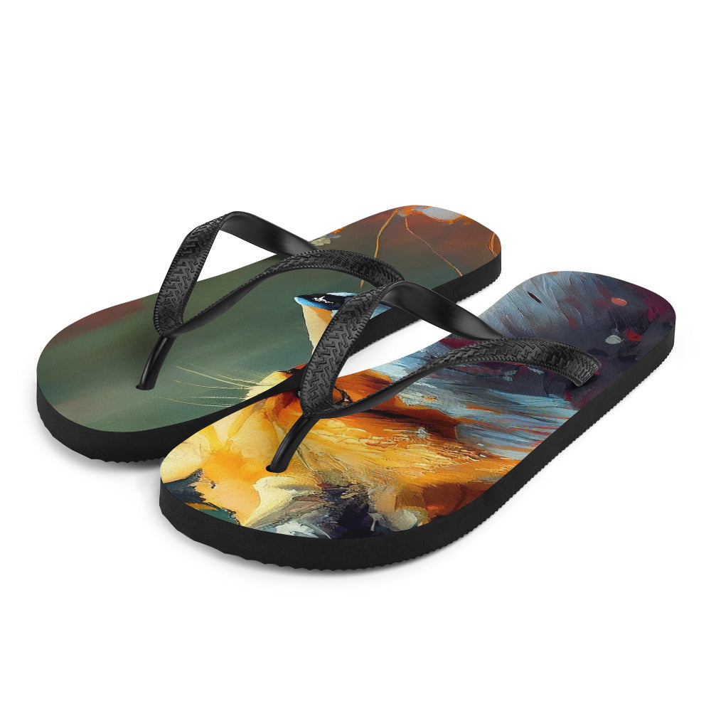 Fuchs - Ölmalerei - Schönes Kunstwerk - Flip Flops camping xxx L