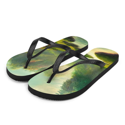 Bach im tropischen Wald - Landschaftsmalerei - Flip Flops camping xxx L