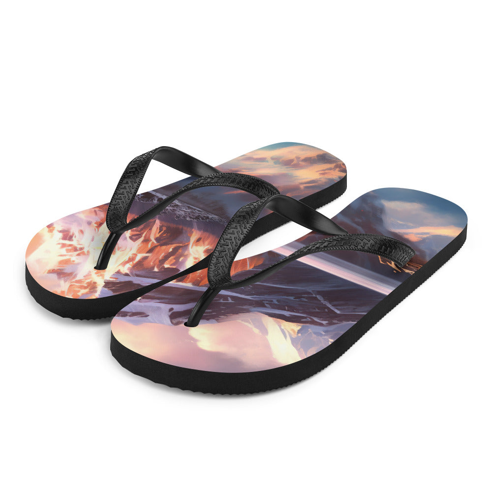 Berg und Bergsee - Landschaftsmalerei - Flip Flops berge xxx L