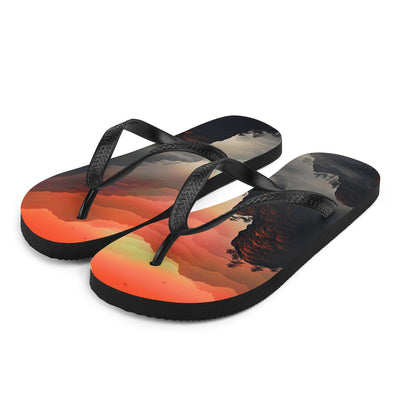 Gebirge, rote Farben und Nebel - Episches Kunstwerk - Flip Flops berge xxx L