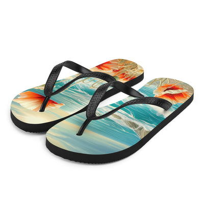 Blumen, Meer und Sonne - Malerei - Flip Flops camping xxx L