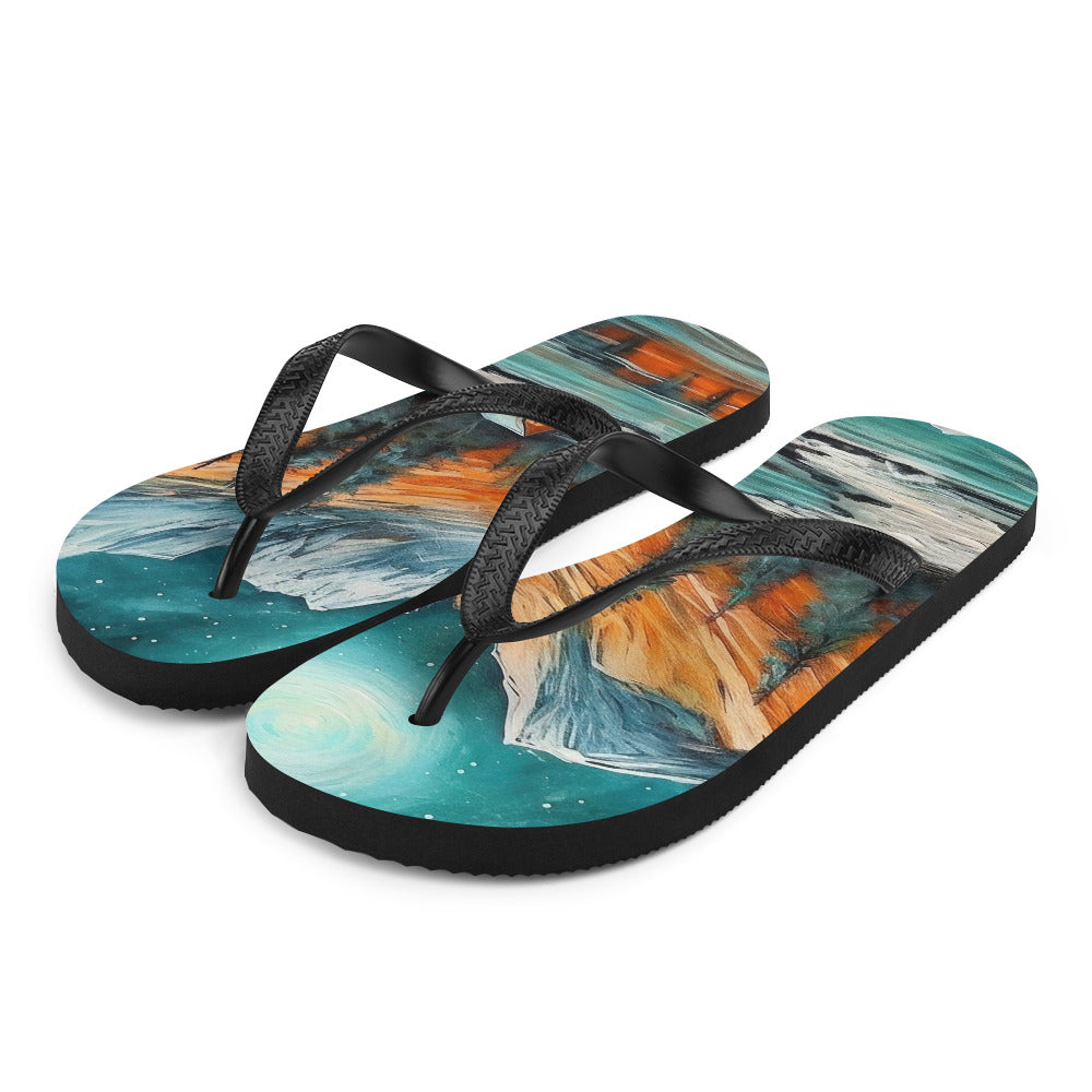 Berglandschaft und Zelte - Nachtstimmung - Landschaftsmalerei - Flip Flops camping xxx L