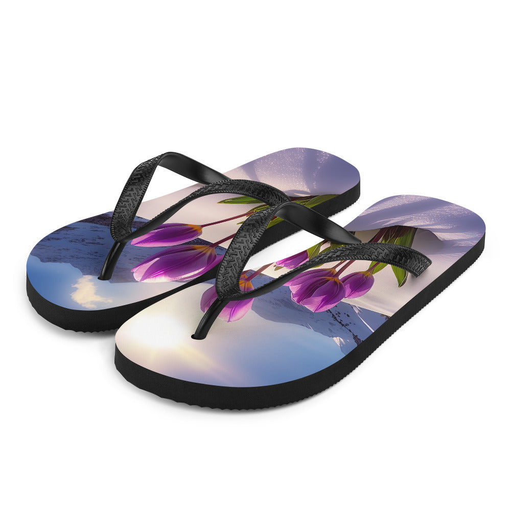 Tulpen im Schnee und in den Bergen - Blumen im Winter - Flip Flops berge xxx L