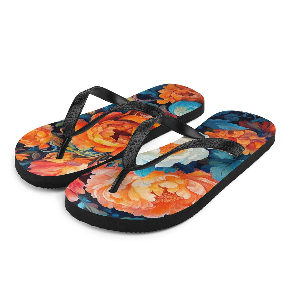 Bunte Blumen - Schöne Malerei - Flip Flops camping xxx L