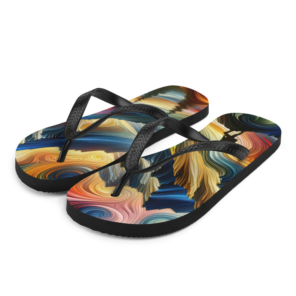 Abstraktes Kunstgemälde der Alpen mit wirbelnden, lebendigen Farben und dynamischen Mustern. Wanderer Silhouette - Sublimation Flip wandern xxx yyy zzz L