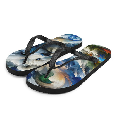 Abstrakte Alpen & Eisbär Kunst in dynamischen Farben - Flip Flops camping xxx yyy zzz L