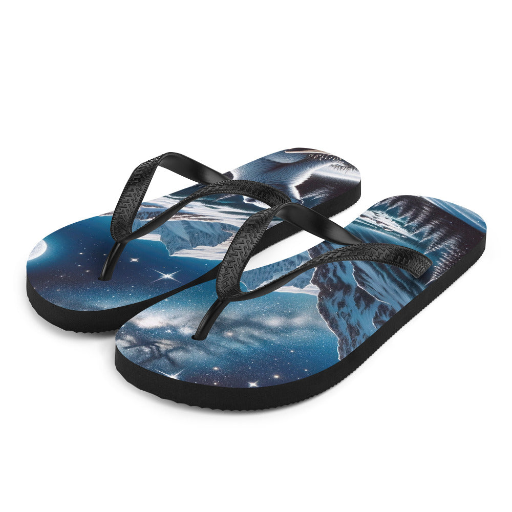 Sternennacht und Eisbär: Acrylgemälde mit Milchstraße, Alpen und schneebedeckte Gipfel - Flip Flops camping xxx yyy zzz L