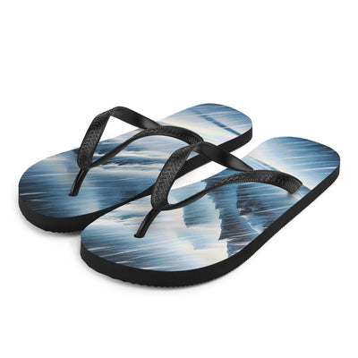 Wanderer und Bergsteiger im Schneesturm: Acrylgemälde der Alpen - Flip Flops wandern xxx yyy zzz L