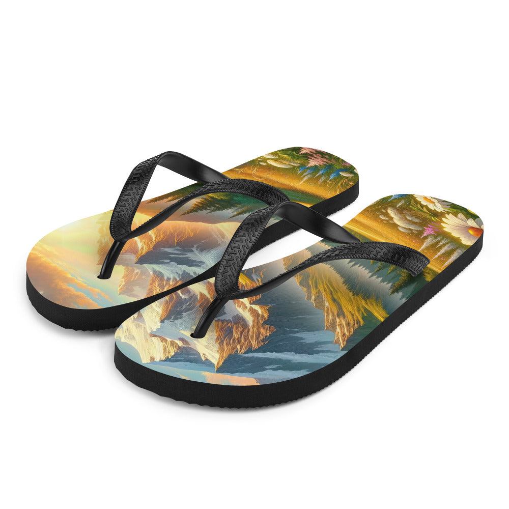 Heitere Alpenschönheit: Schneeberge und Wildblumenwiesen - Flip Flops berge xxx yyy zzz L