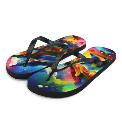 Neonfarbener Alpen Bär in abstrakten geometrischen Formen - Flip Flops camping xxx yyy zzz L