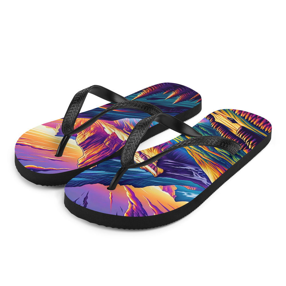 Bergpracht mit Schweizer Flagge: Farbenfrohe Illustration einer Berglandschaft - Flip Flops berge xxx yyy zzz L