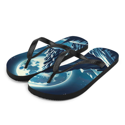 Mondnacht und Gipfelkreuz in den Alpen, glitzernde Schneegipfel - Flip Flops berge xxx yyy zzz L