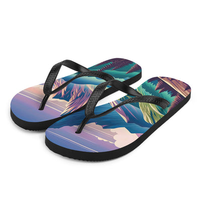 Harmonische Berglandschaft mit Schweizer Flagge auf Gipfel - Flip Flops berge xxx yyy zzz L