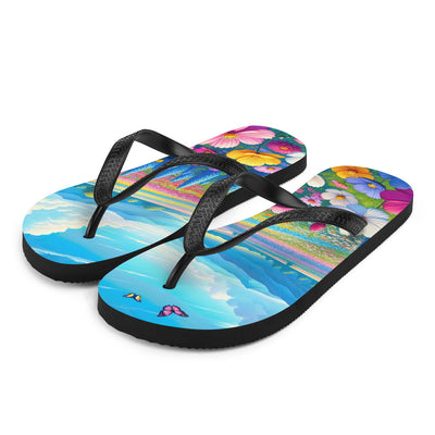 Weitläufiges Blumenfeld unter himmelblauem Himmel, leuchtende Flora - Flip Flops camping xxx yyy zzz L