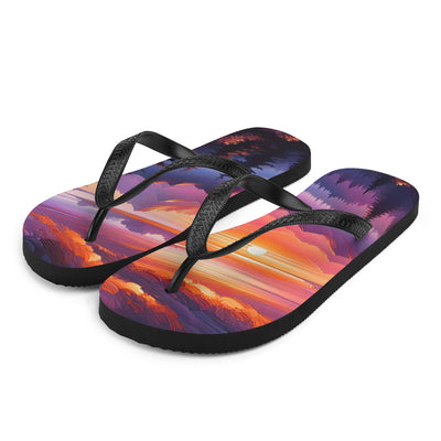 Ölgemälde der Alpenlandschaft im ätherischen Sonnenuntergang, himmlische Farbtöne - Flip Flops berge xxx yyy zzz L