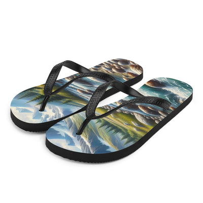 Ölgemälde eines Gebirgsbachs durch felsige Landschaft - Flip Flops berge xxx yyy zzz L