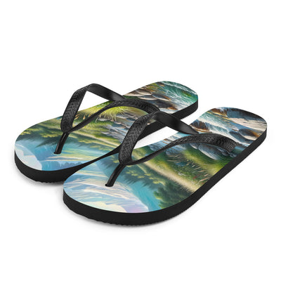 Sanfter Gebirgsbach in Ölgemälde, klares Wasser über glatten Felsen - Flip Flops berge xxx yyy zzz L