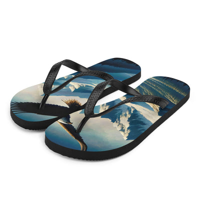 Ölgemälde eines Adlers vor schneebedeckten Bergsilhouetten - Flip Flops berge xxx yyy zzz L