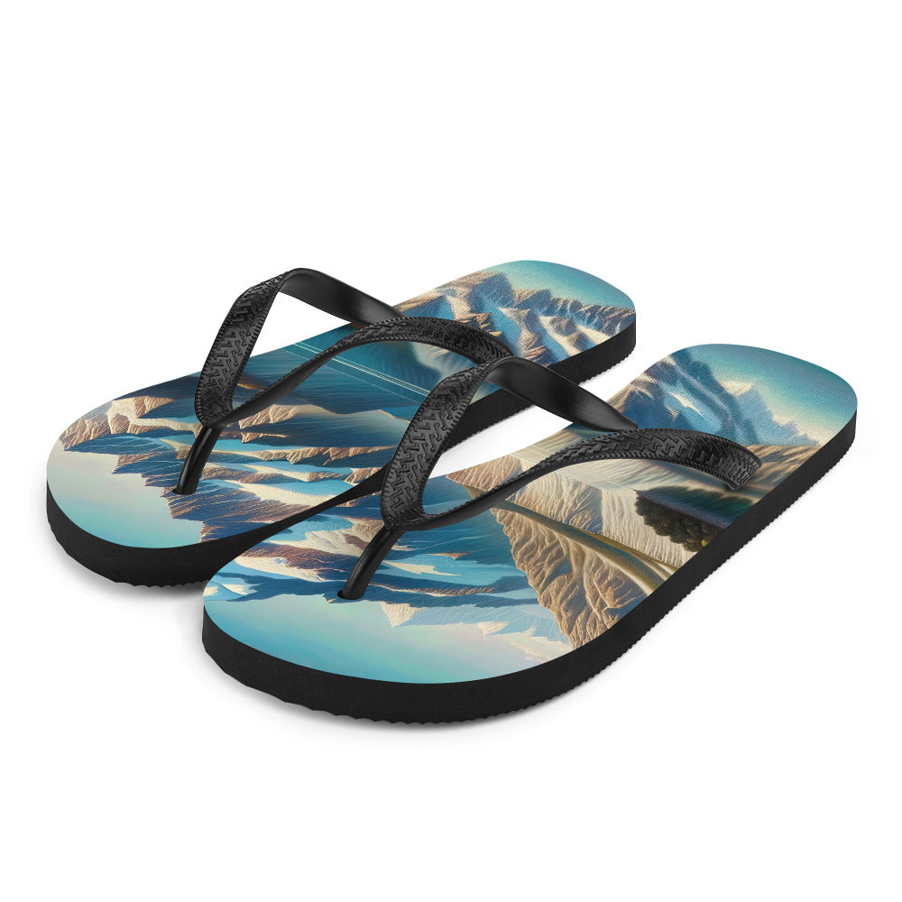 Ölgemälde eines unberührten Sees, der die Bergkette spiegelt - Flip Flops berge xxx yyy zzz L