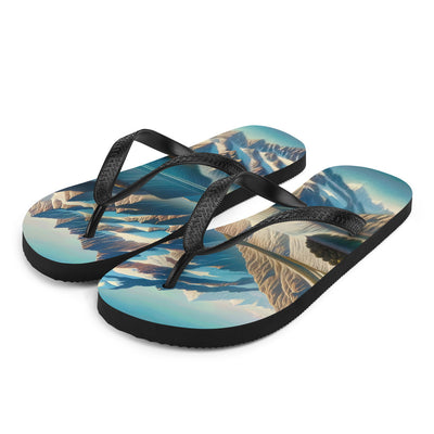 Ölgemälde eines unberührten Sees, der die Bergkette spiegelt - Flip Flops berge xxx yyy zzz L