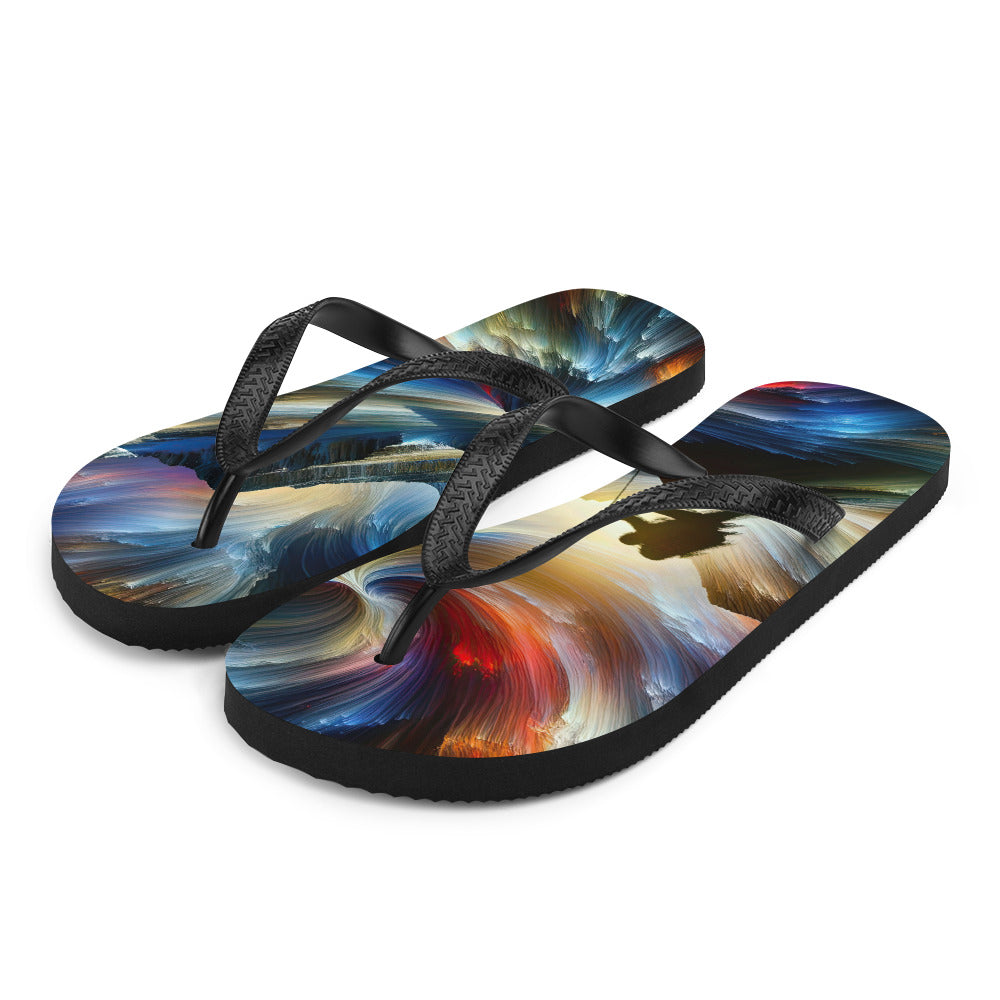 Foto der Alpen in abstrakten Farben mit Bergsteigersilhouette - Flip Flops wandern xxx yyy zzz L