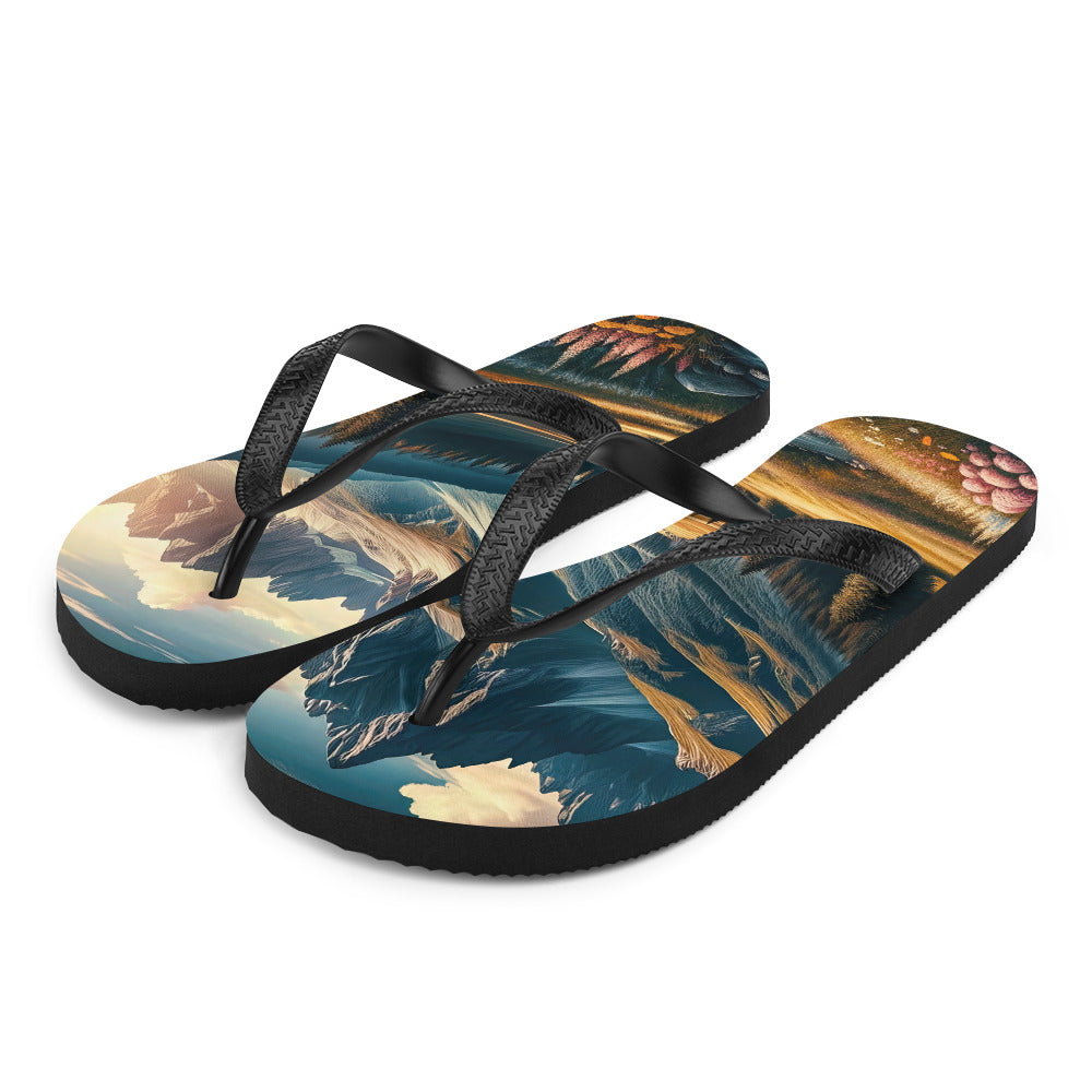 Quadratisches Kunstwerk der Alpen, majestätische Berge unter goldener Sonne - Flip Flops berge xxx yyy zzz L