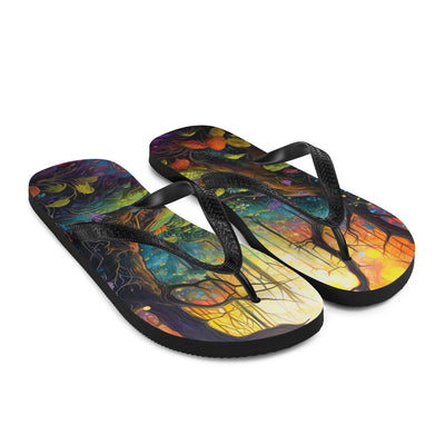 Wald und Wanderweg - Bunte, farbenfrohe Malerei - Flip Flops camping xxx