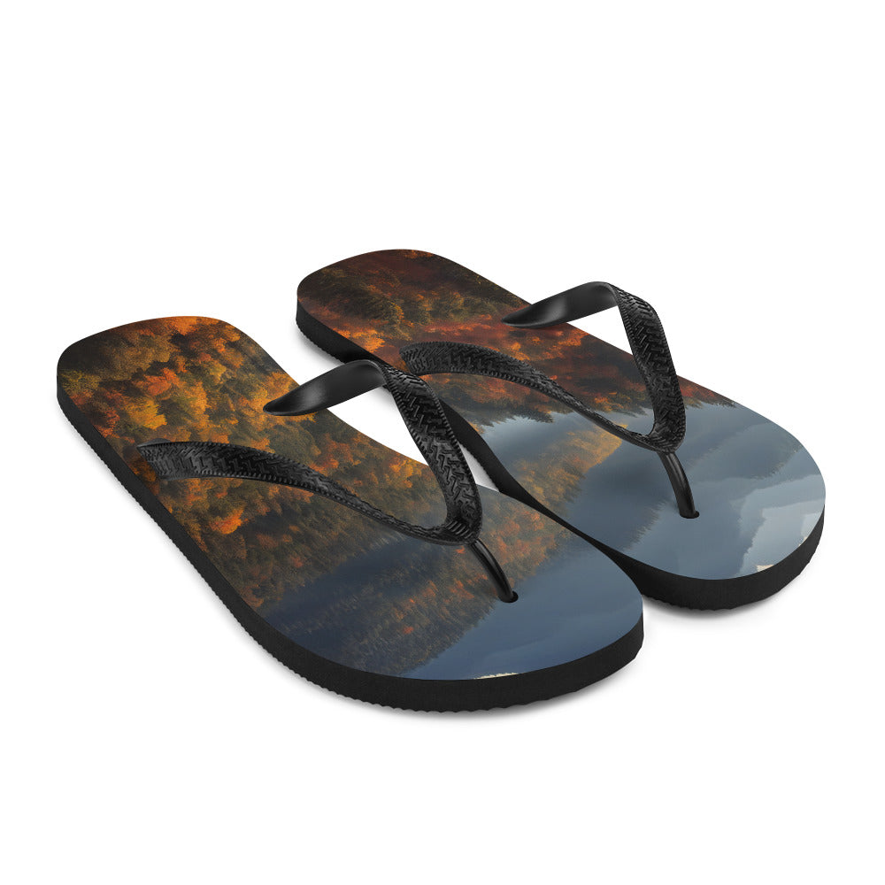 Berge, Wald und Nebel - Malerei - Flip Flops berge xxx