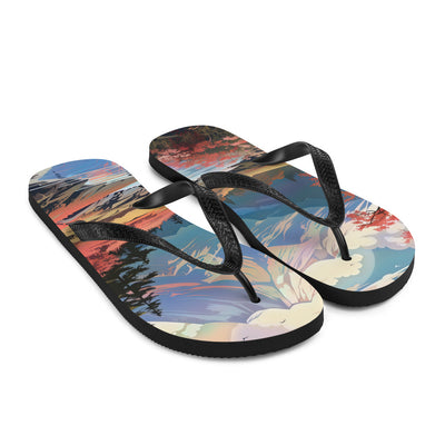 Berge. Fluss und Blumen - Malerei - Flip Flops berge xxx