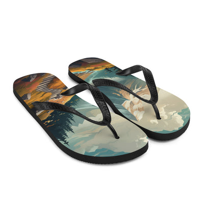 Berge, Wald und Wanderweg - Malerei - Flip Flops berge xxx