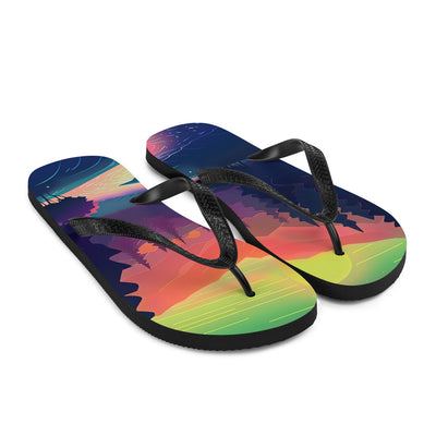 Berge, Fluss, Sonnenuntergang - Malerei - Flip Flops berge xxx