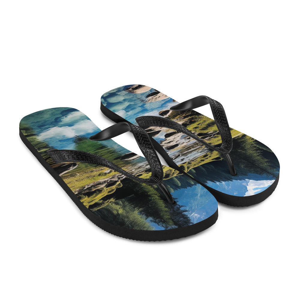 Österreichische Alpen und steiniger Bach - Flip Flops berge xxx