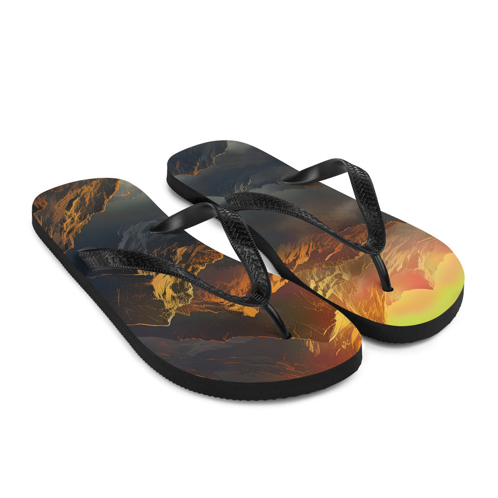 Wunderschöne Himalaya Gebirge im Nebel und Sonnenuntergang - Malerei - Flip Flops berge xxx