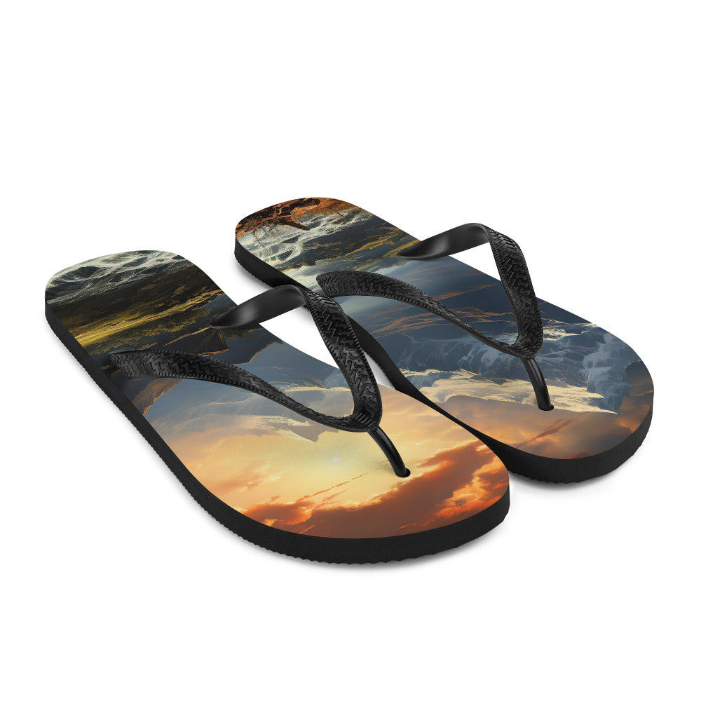 Berge, Sonne, steiniger Bach und Wolken - Epische Stimmung - Flip Flops berge xxx