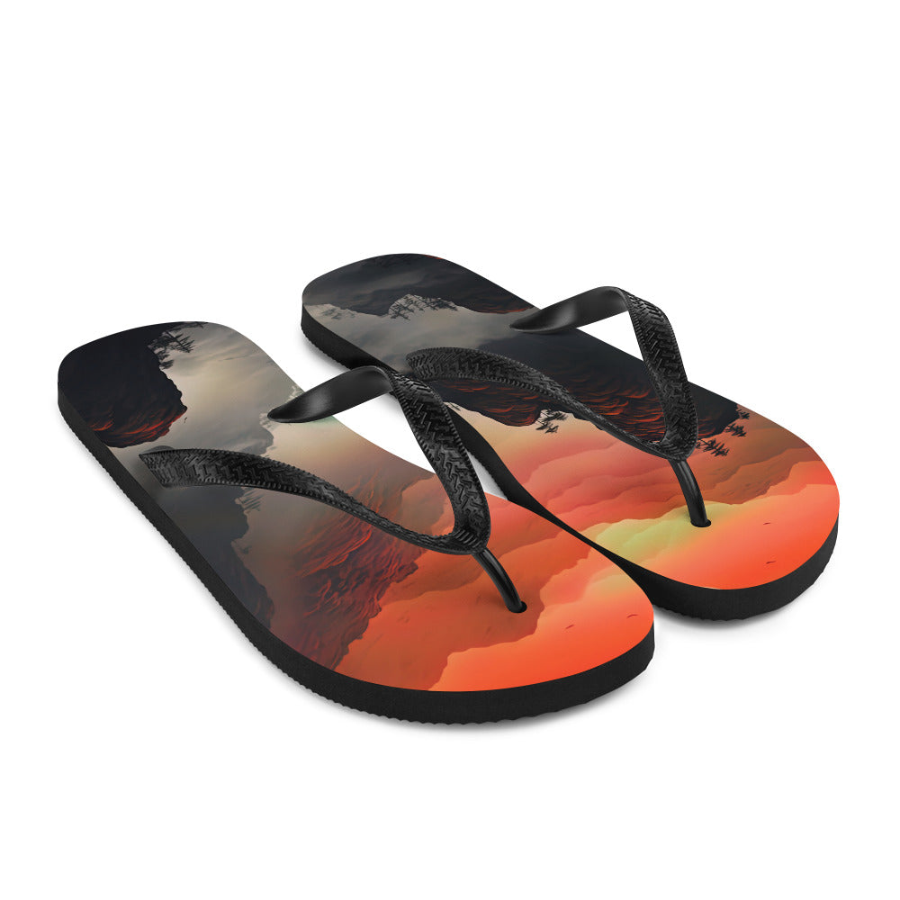 Gebirge, rote Farben und Nebel - Episches Kunstwerk - Flip Flops berge xxx